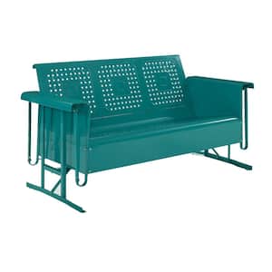 Bates 3-Person Turquoise Metal Outdoor Glider