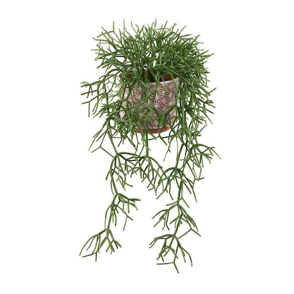 Litton Lane 10 in. H Cascading Artificial Plant with Geometric Terracotta Pot