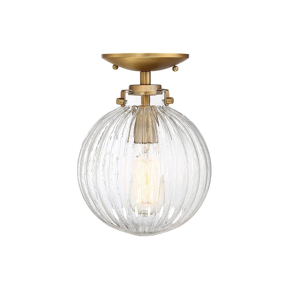 Meridian 8" Globe Semi-Flush Mount in Brushed Nickel with Clear Glass