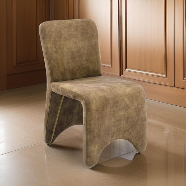 Benjara Brown Polyester Metal Frame Dining Chair (Set of 2)