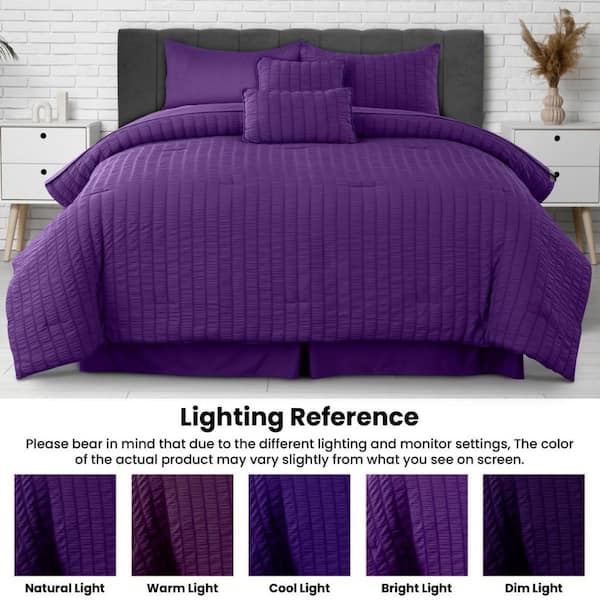 LDC LUX DECOR COLLECTION 8-Piece Purple Solid Color Microfiber