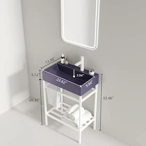 24 in. Freestanding White Bath Vanity with Purple Ceramic Top and Purple Ceramic Basin