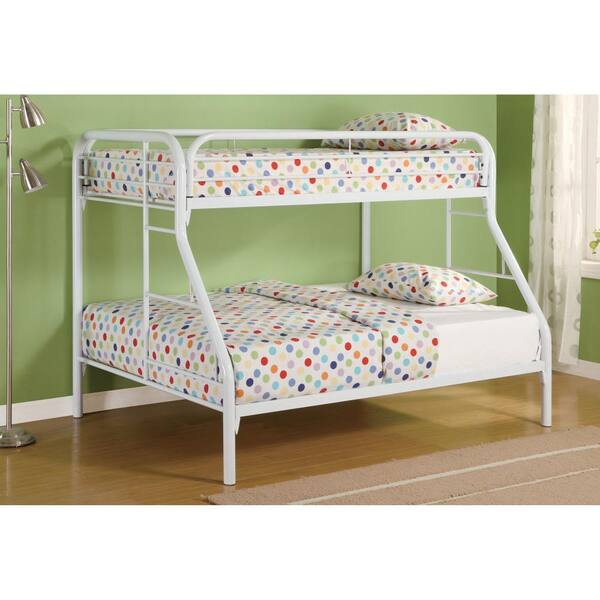 Benjara White Full Adjustable Bunk Bed with Ladders BM158114 The Home
