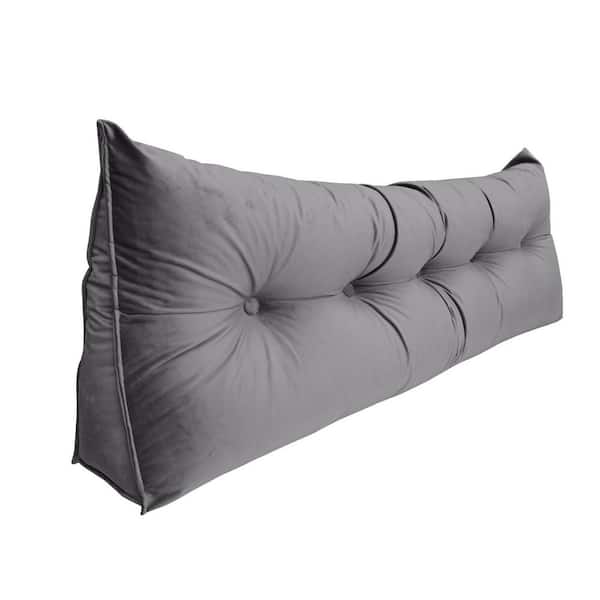 Gray 70 in. x 19. 68 in. Upgraded-Support New Edition Wedge Reading Pillow in Cotton Velour with Removable Cover