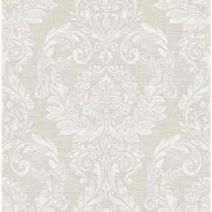 Seabrook Designs 56 sq. ft. Metallic Powder Blue Linnet Damask Unpasted ...