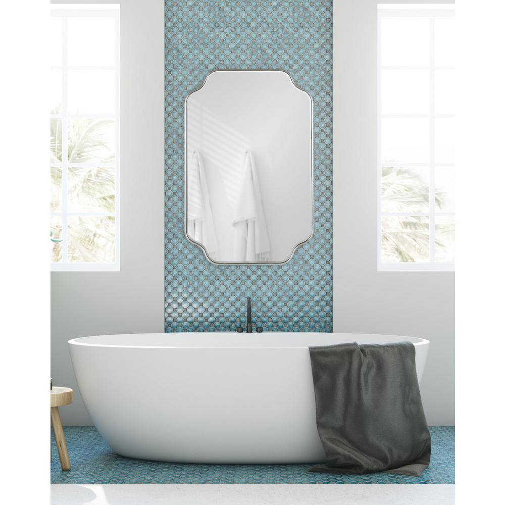 Plumley 24" x 36" Silver Scalloped Rectangular Wall Mirror