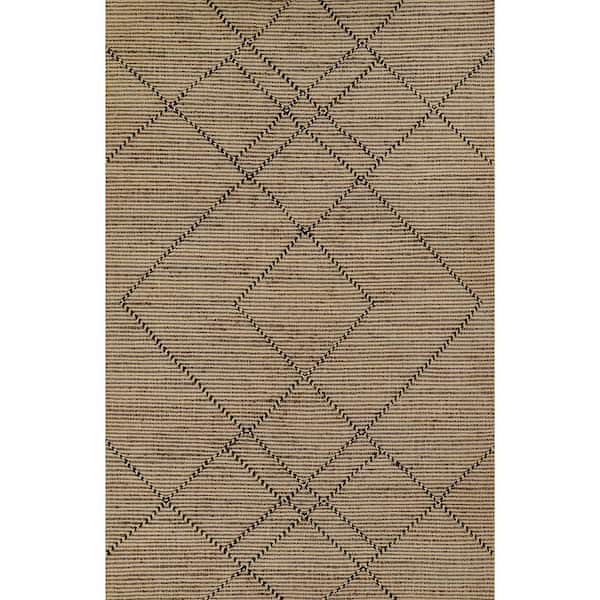 Tempaper Diamond Weave Natural 5 ft. X 8 ft. Handwoven Jute and Wool Area Rug