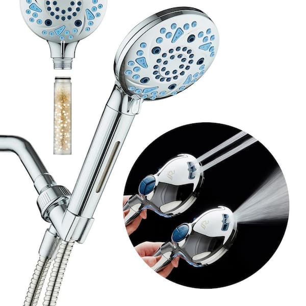 10-Spray Wall Mount Handheld Shower Head with Filtration 2.5 GPM in Chrome