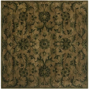 Antiquity Olive/Green 6 ft. x 6 ft. Square Floral Area Rug