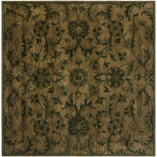 SAFAVIEH Antiquity Olive/Green 6 ft. x 6 ft. Square Floral Area Rug