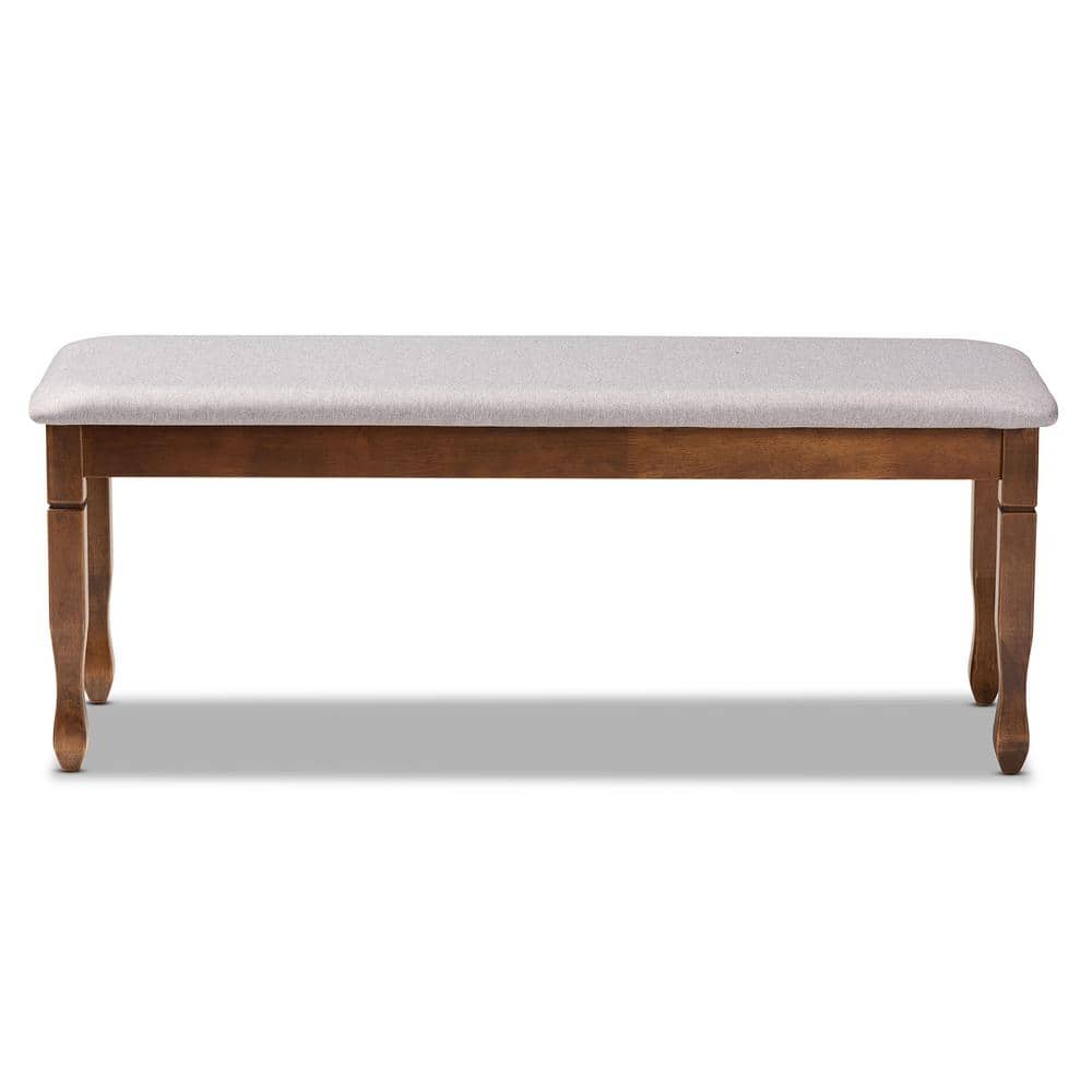 Corey 48'' Gray Fabric and Walnut Wood Classic Dining Bench