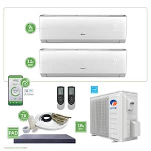 Gen3 Smart Home 18,000 BTU 1.5 Ton Dual-Zone Ductless Mini Split Air Conditioner and Heat Pump 25 ft. Install Kit 230 V