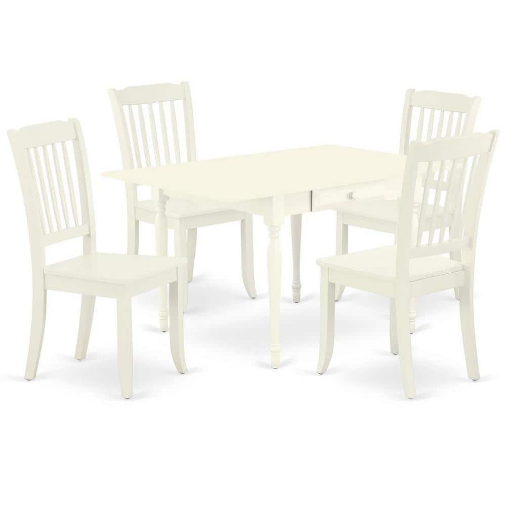 5-Piece Linen White Finish Solid Wood Top - Dining Room Set with Dropleaf - Seats 4 price history on PriceWatchPro