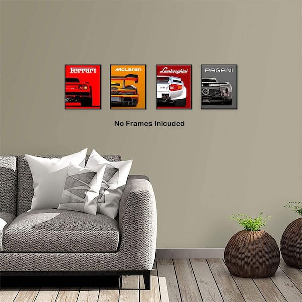 4-Piece Unframed Car Poster Art Prints, 8 in. x 10 in. Modern Supercar Wall Art Canvas Posters