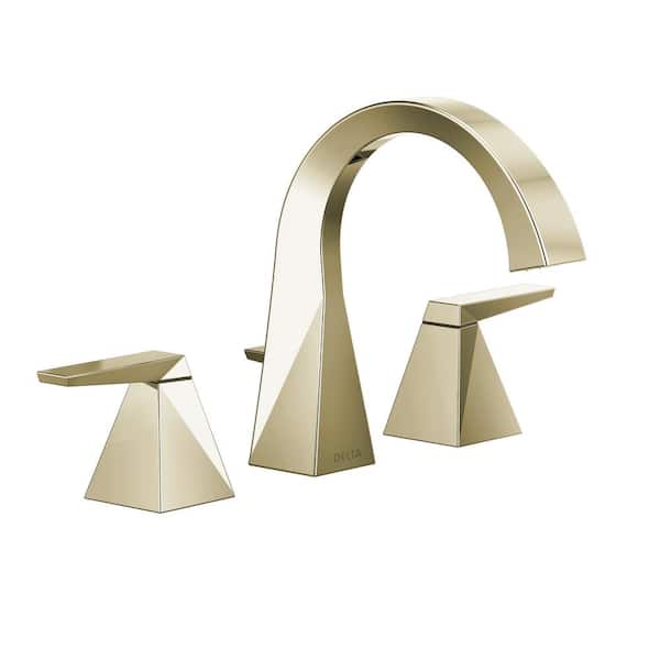 Delta Trillian 8 in. Widespread 2-Handle Curved Bathroom Faucet with Metal Drain Assembly in Polished Nickel