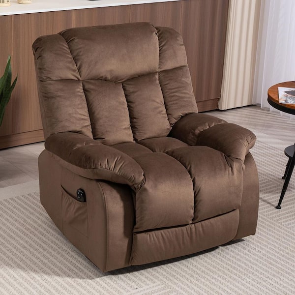 Coffee Fabric Glider Recliner with Power Lift
