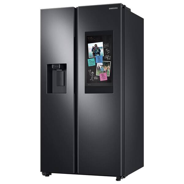 Samsung 36 In 26 7 Cu Ft Smart Side By Side Refrigerator With Family Hub In Black Stainless Steel Standard Depth Rs27t5561sg The Home Depot