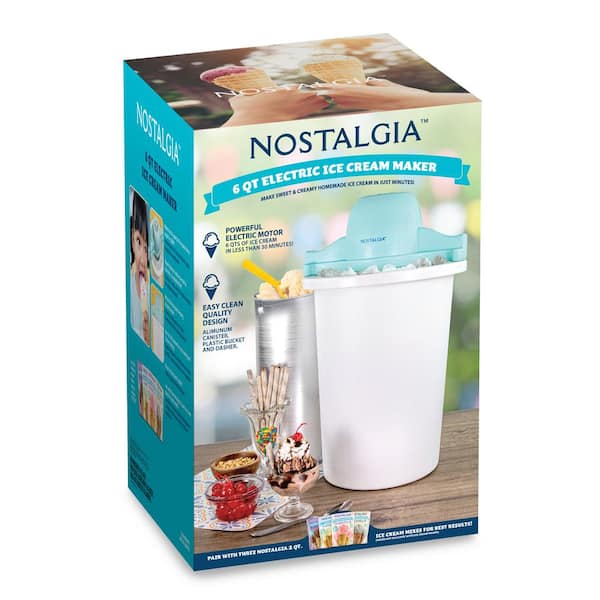 Nostalgia 6 Qt. Blue Parlor Electric Ice Cream Maker NPICM6WH6A - The Home  Depot