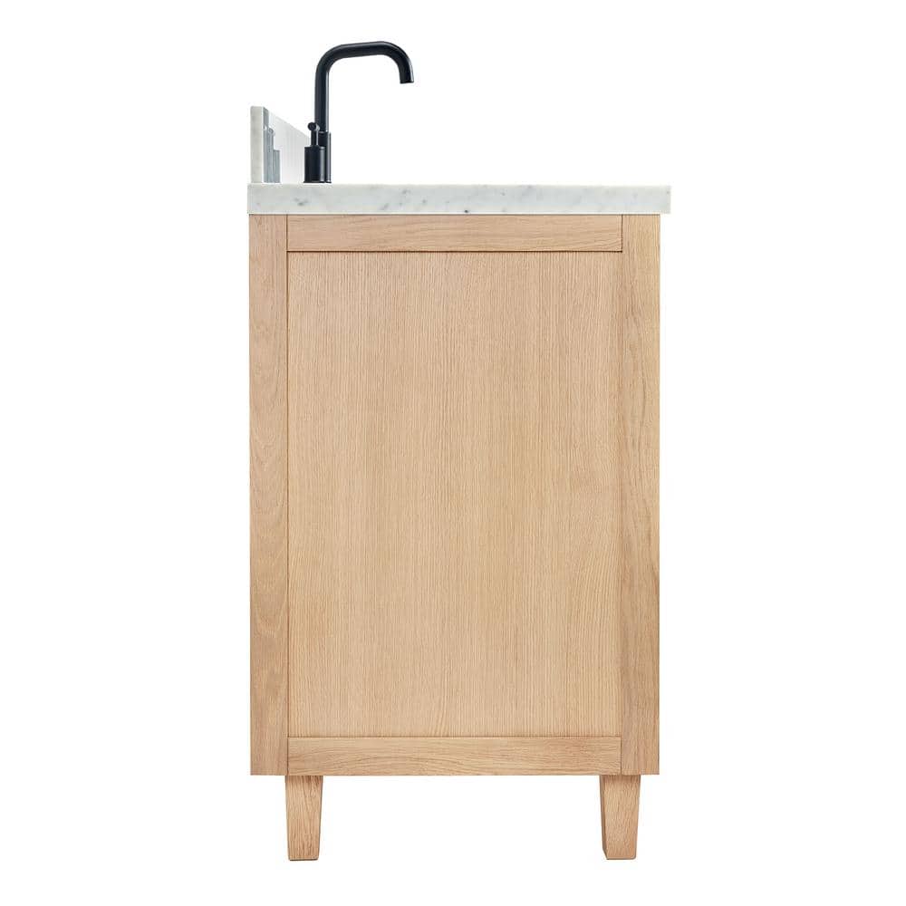 Monroe 43" Light Oak Freestanding Vanity with Carrara Marble Top