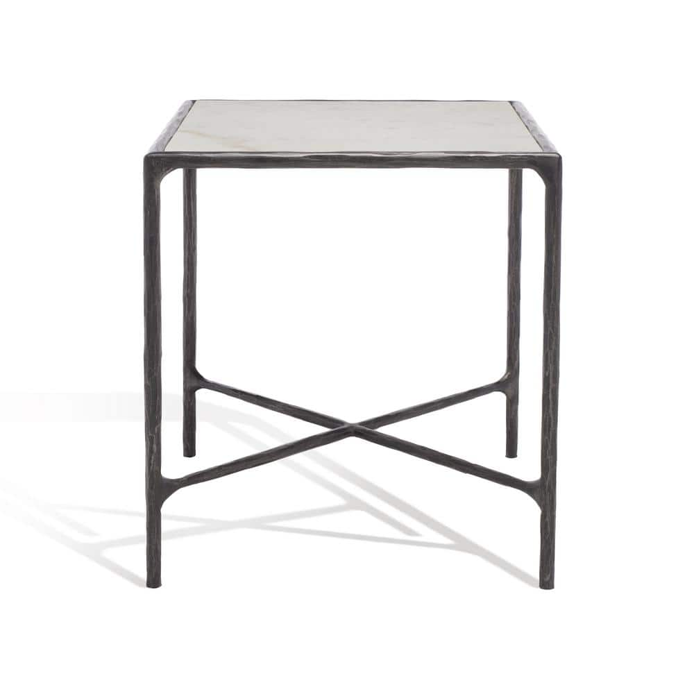 Jessa 18 in. Black Square Marble End Table