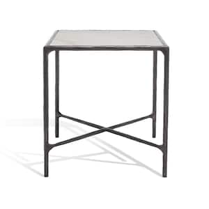Jessa 18 in. Black Square Marble End Table