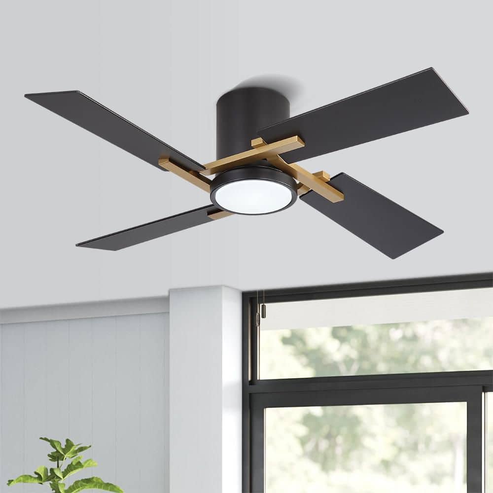 48Inch 4 Two-color Fan Blades Dc Motor Indoor Standard Ceiling Fan With Light Kit And Remote Black and Gold price history on PriceWatchPro
