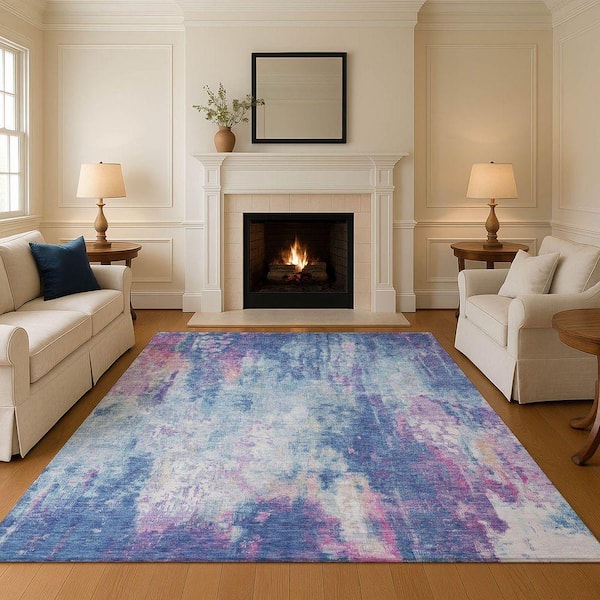 Mayfield Premium Machine Washable Abstract AMF1640 Blue 9 ft. x 12 ft. Area Rug