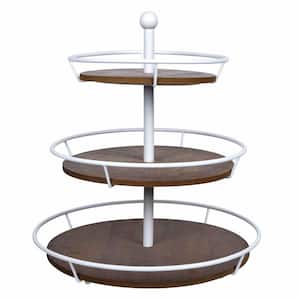 Amelia 15 in. W x 16.25 in. H x 15 in. D Round Cherry Wood Iron Dinnerware and Serving Storage (Set of 3)