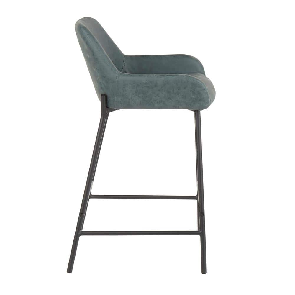 Daniella Green Faux Leather Industrial Counter Stools Set
