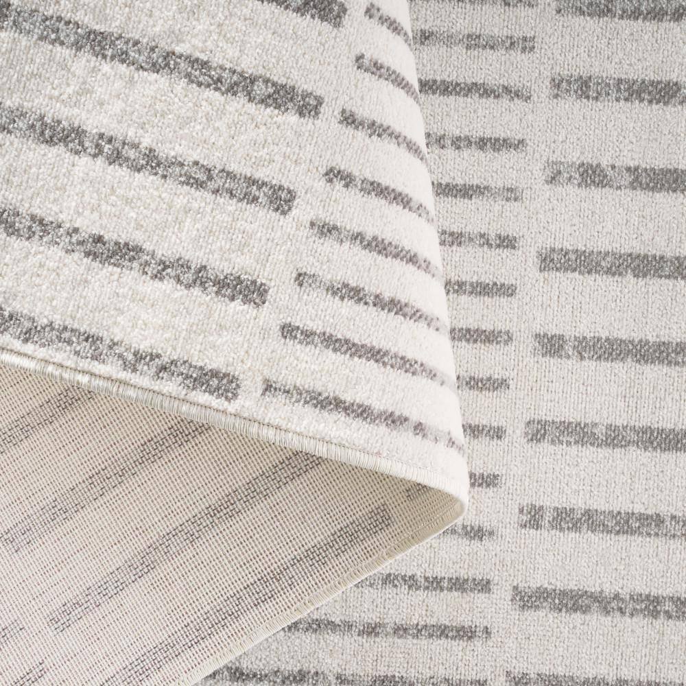 TOMMY BAHAMA Poolside Offset Stripe Indoor Outdoor Area Rug Ivory/Grey