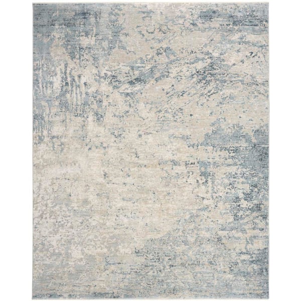 Enriched Blue Silver  8 ft. x 10 ft. Abstract Contemporary Area Rug