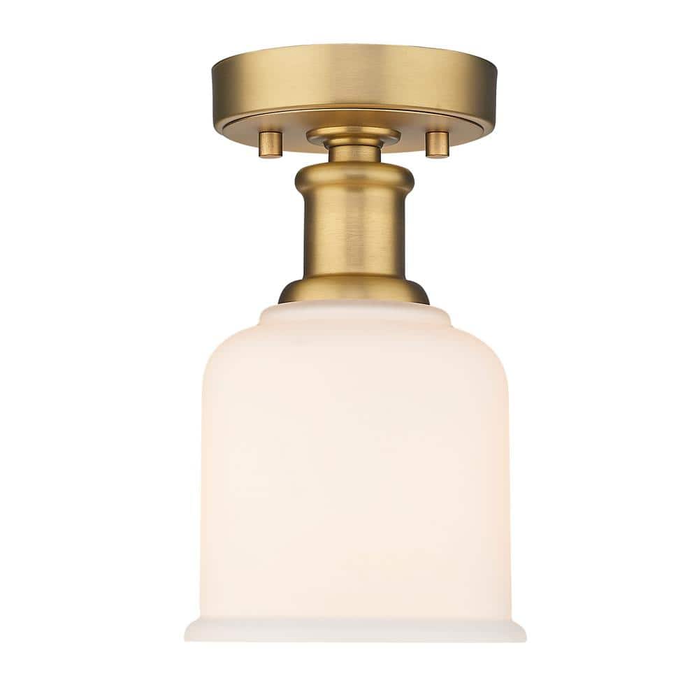 Heritage Brass and Glass Globe Indoor/Outdoor Flush Mount Light