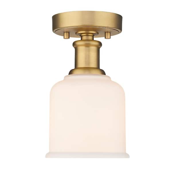 Unbranded Bryant 9.5 in. 1-Light Heritage Brass Flush Mount