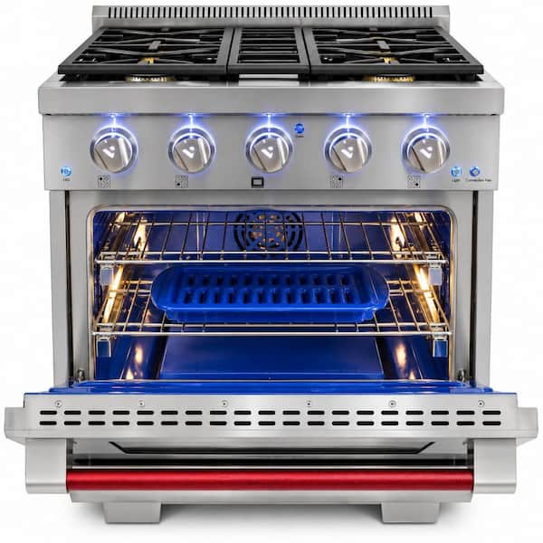 Randolph Pro 30 in. 4-Burner Natural Gas Range with Convection Oven and Infrared Broiler in Stainless Steel