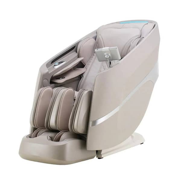 Arcadia Series Taupe Faux Leather Reclining 3D Massage Chair with Closed Toe Foot Rollers and Touchscreen Control
