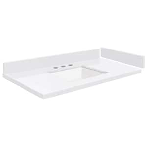 Silestone 31 in. W x 22.25 in. D Quartz White Rectangular Single Sink Vanity Top in Miami White