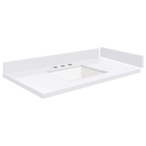 Transolid Silestone 36.5 in. W x 22.25 in. D Quartz Vanity Top in Miami White with White Rectangular Single Sink