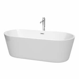 Carissa 5.9 ft. Acrylic Flatbottom Non-Whirlpool Bathtub in White with Polished Chrome Trim and Faucet
