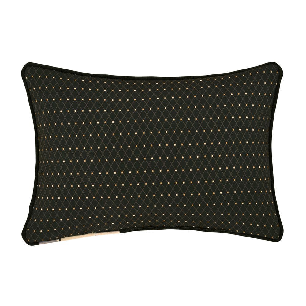 Montecito Black Velvet Embroidered Boudoir Throw Pillow