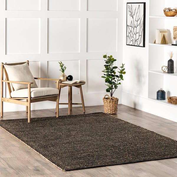 Elfriede Charcoal 8 ft. x 10 ft. Farmhouse Jute Blend Area Rug