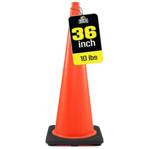 BOEN 28 in. Orange PVC Reflective Traffic Safety Cone TC-28R - The