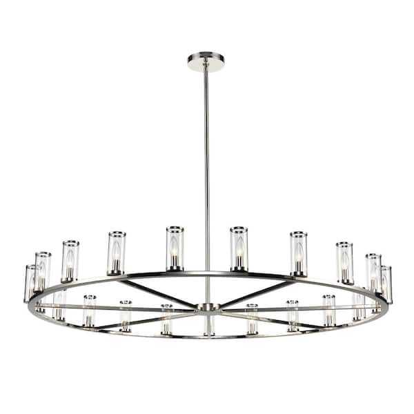 Revolve 61 in. 21-Light 60-Watt Clear Glass/Polished Nickel Chandelier