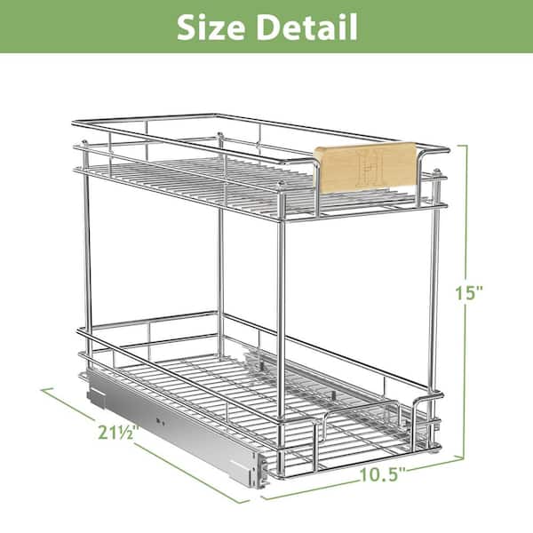 Homlux Pull-out 2 Tier Home Organizer, Slide Out Single - 21d X 20w X  15h Sliver : Target
