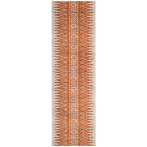Evoke Ivory/Orange 2 ft. x 11 ft. Geometric Runner Rug