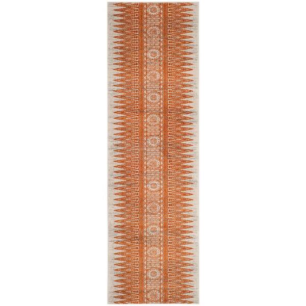 SAFAVIEH Evoke Ivory/Orange 2 ft. x 9 ft. Geometric Runner Rug