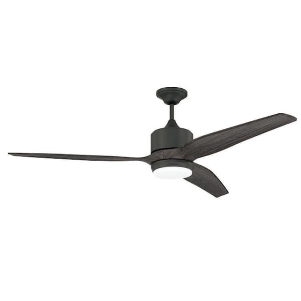 Force XL 60 in. Dark Graphite Finish Downrod Mount Standard Outdoor Ceiling Fan w/ LED and Remote/Wall Controls Included