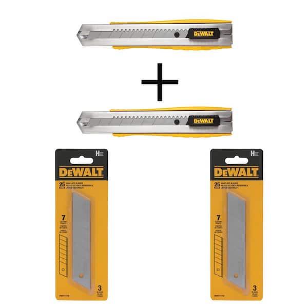 DEWALT 25 mm Metal Body Snap-Off Knife (2 Piece) and 25 mm Snap Blades (6 Piece)