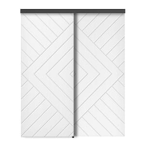 48 in. x 84 in. Hollow Core White Stained Composite MDF Interior Double Closet Sliding Doors