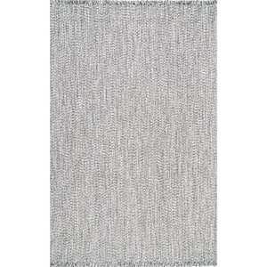 Courtney Braided Black and White 2 ft. x 3 ft. Indoor/Outdoor Patio Area Rug