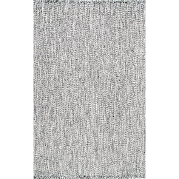nuLOOM Courtney Braided Black and White 2 ft. x 3 ft. Indoor/Outdoor Patio Area Rug